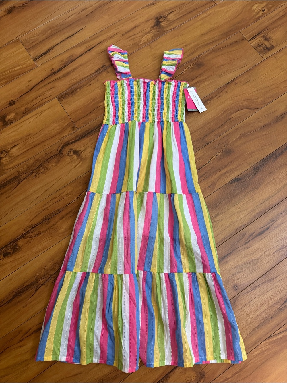 Zunie girls XS 4/5 dress Colorful Striped Smocked Maxi Dress for Kids